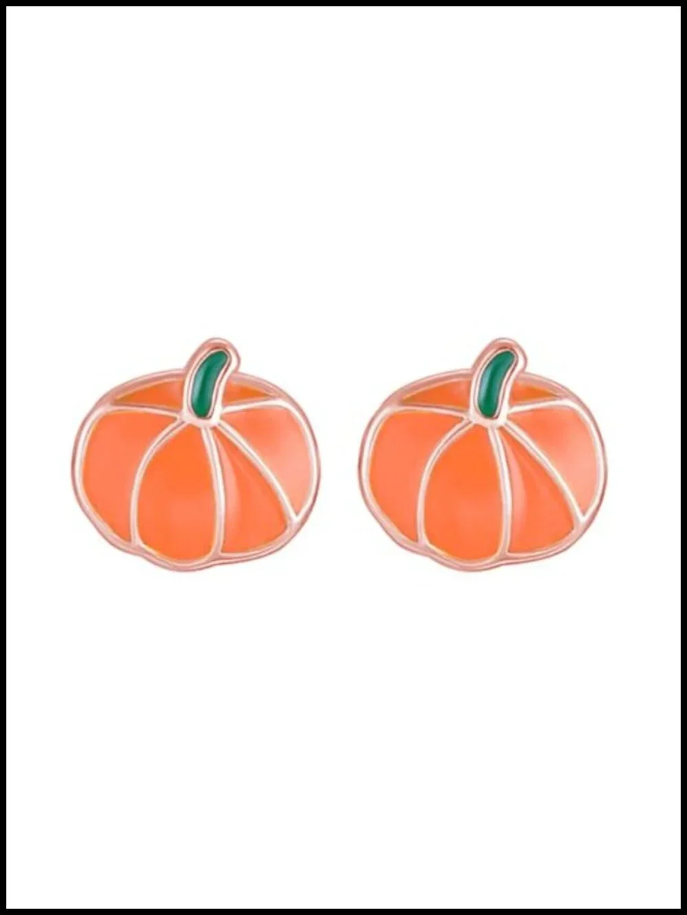 Solid 925 Sterling Silver Cute Pumpkin Earrings Stud Halloween Jewelry